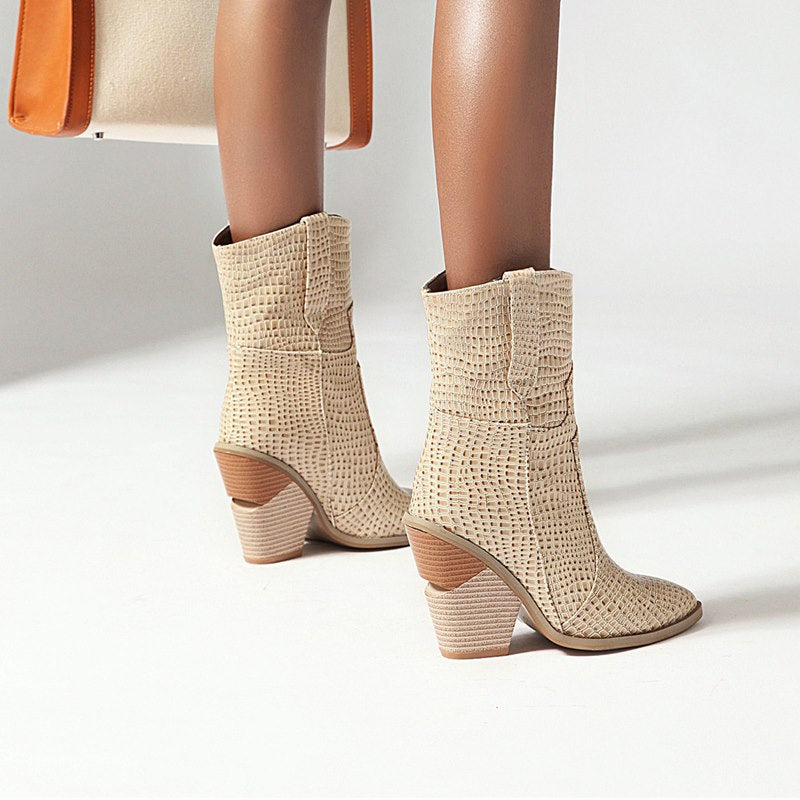 Ankle boots hoof high heels pointed toe women boots