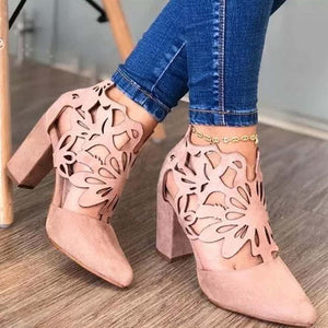Classic Retro Concise Pointed Toe Thick High Heels Shoes