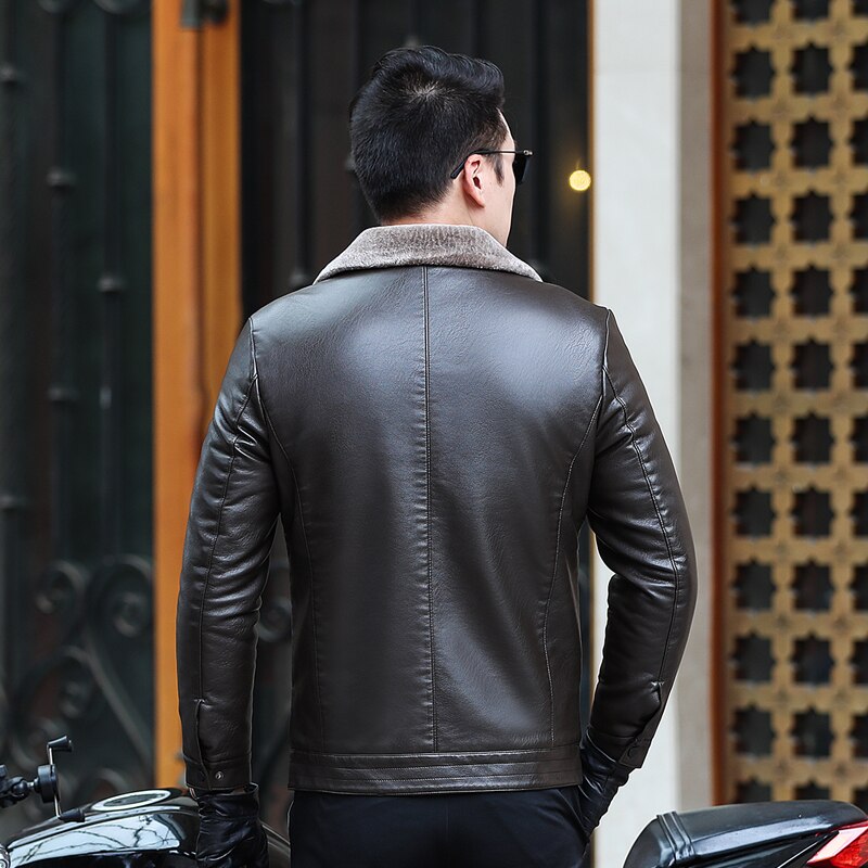 Brand Winter Thick Leather Casual Men Jacket