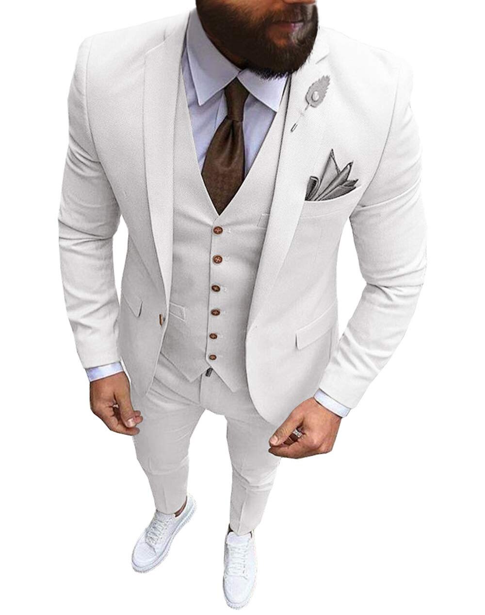 Formal Men's Peak Lapels Suit Jacket Single Breasted Vest - Temu