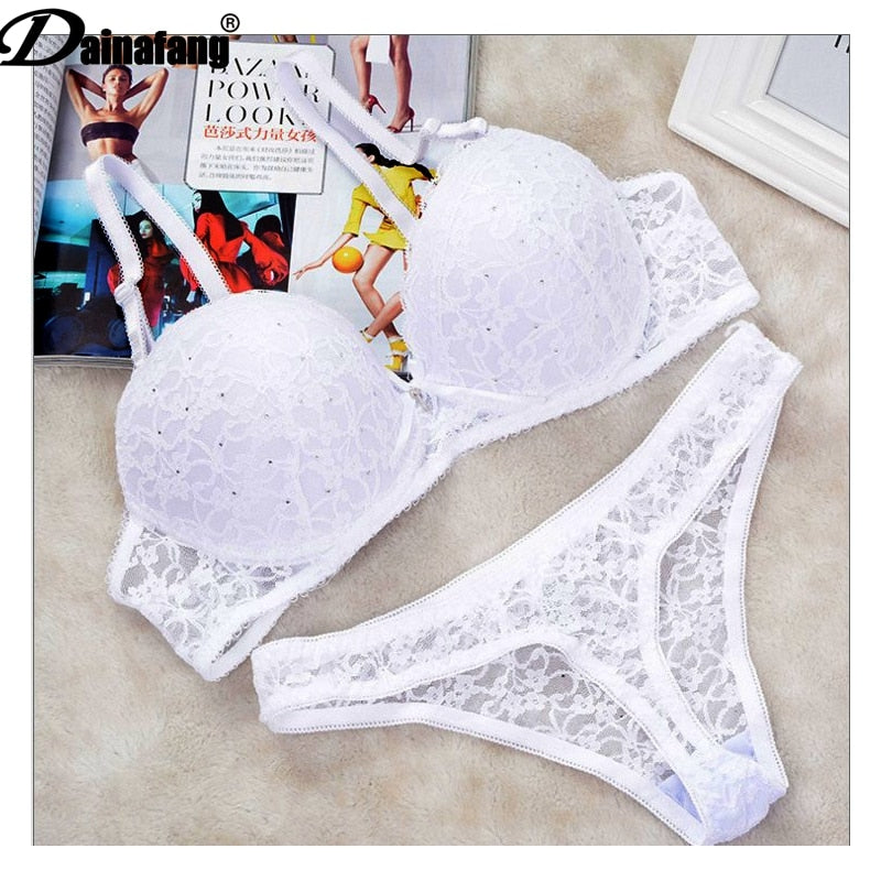 New Sexy Plus Size Lace Drill Push Up Bra Sets Underwear – Chilazexpress Ltd
