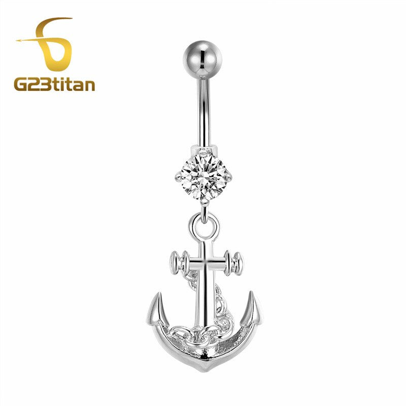 Anchor Feather Pendant Naval Piercing Rings Jewelry
