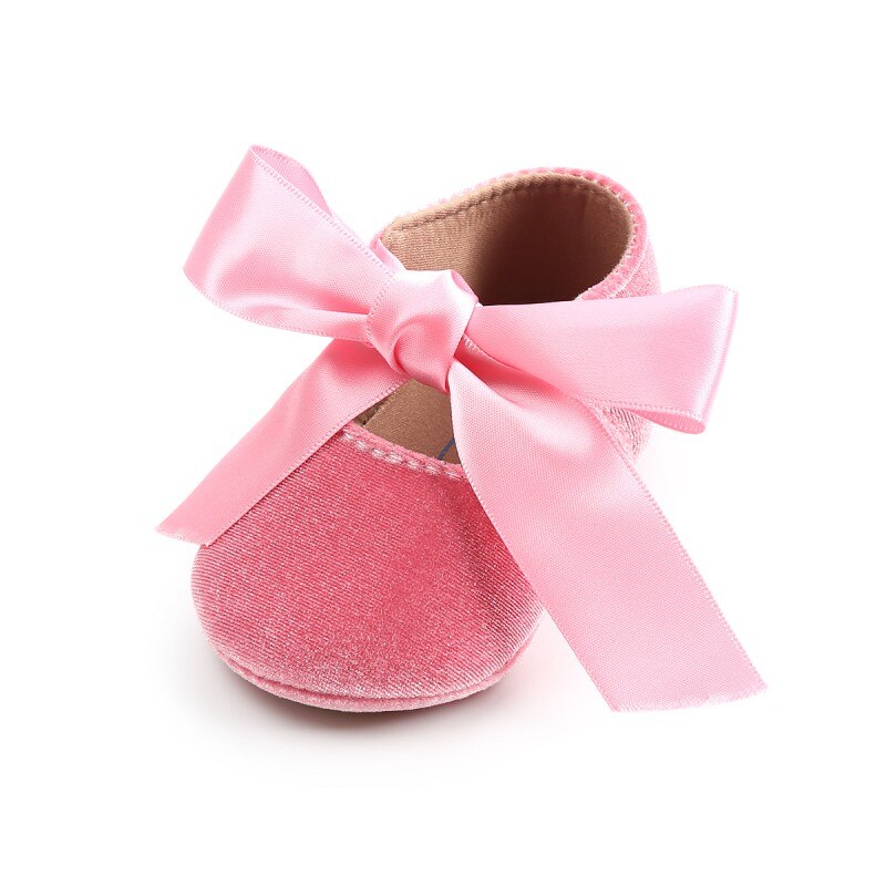 Riband Bow Lace Up PU Leather Princess Baby Shoes