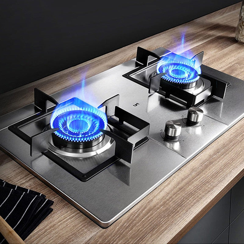 Household built-in table embedded dual purpose stainless steel gas stove