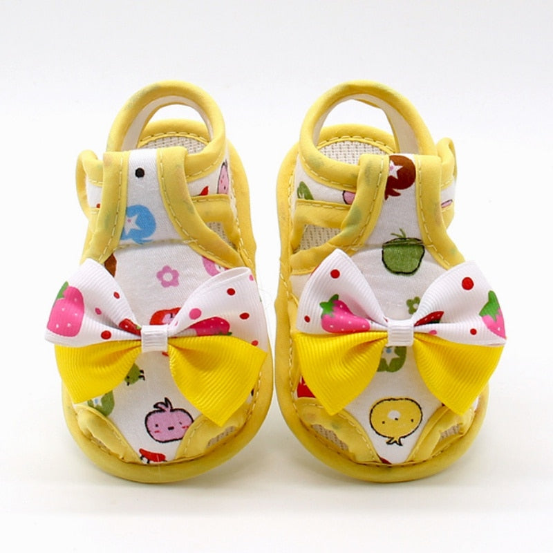 Newborn Baby Girls Shoes Bow Breathable Anti-Slip Summer Shoes Sandals Toddler Soft Soled First Walkers Shoe