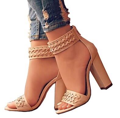 Sexy Women Zipper Peep Toe high heels Shoes sandals