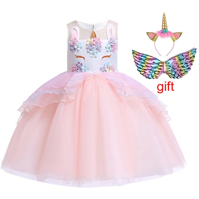 Girls Summer Birthday Party Unicorn Princess Dress 3-12Y