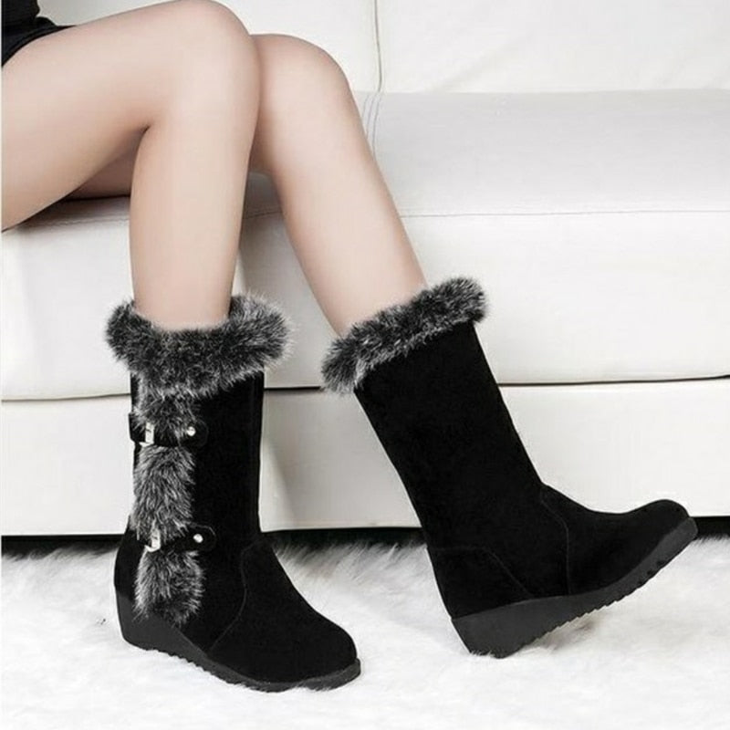 Women's Thigh High Suede Mid-Calf Winter Flock Boots