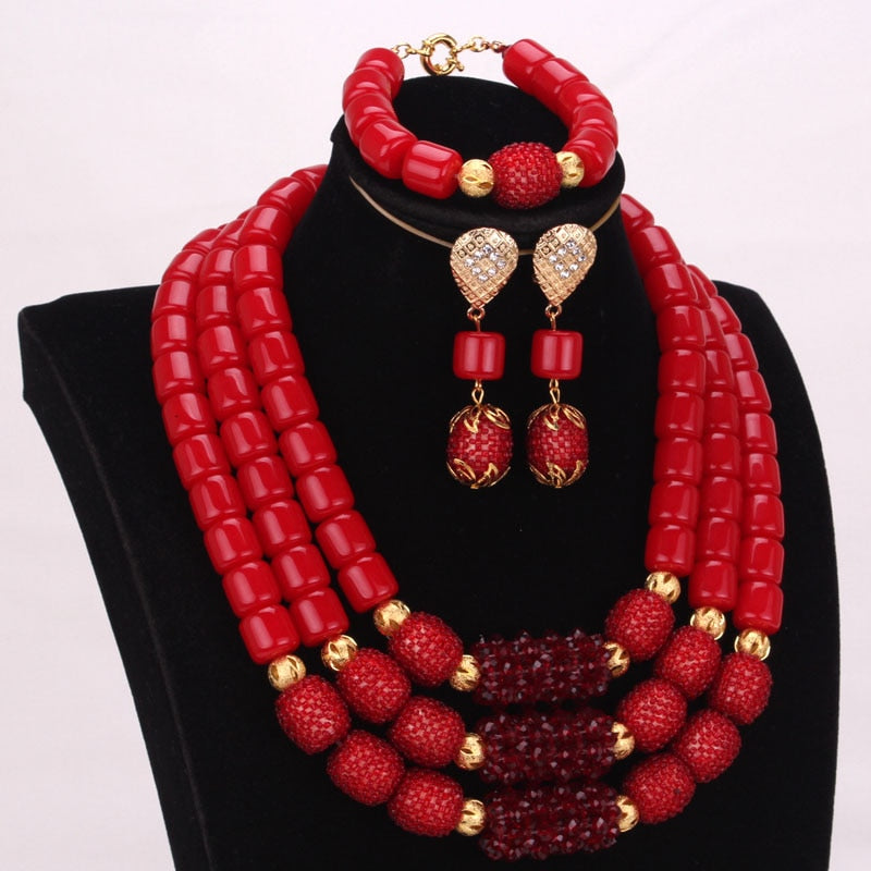 3 Layers African Artificial Coral Beads Jewelry