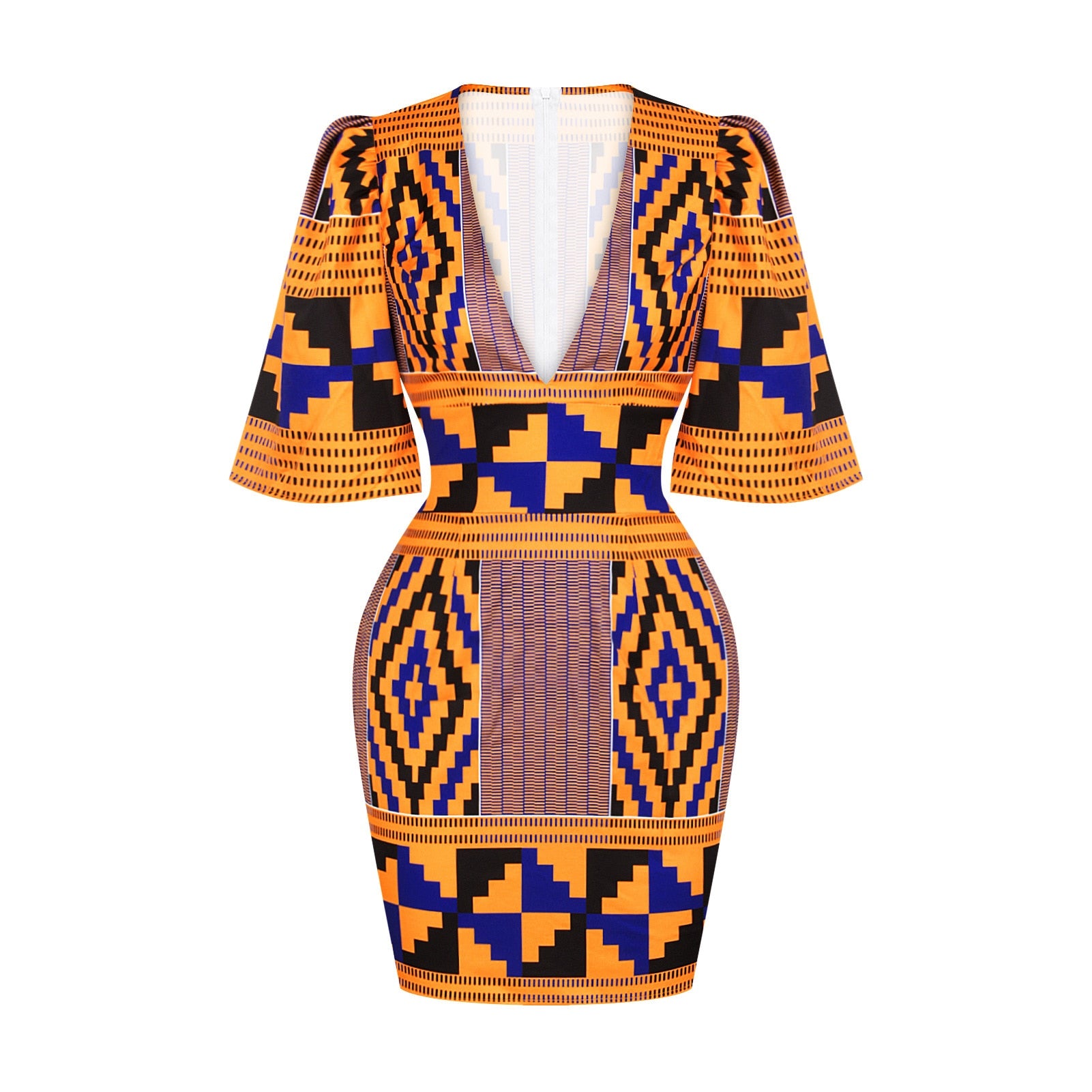 Women Summer V-neck African Printing Dress