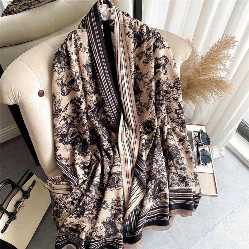 Winter Warm Cashmere Shawl Wrap Scarf for Women Luxury Print