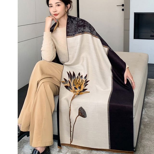 Luxury Brand Cashmere Scarf Pashmina Shawl Women Design Print Wrap Winter Warm Scarves Thick Blanket 2021 Double-sided Echarpe