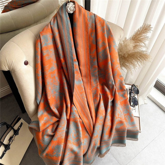 Luxury Brand Cashmere Scarf Pashmina Shawl Women Design Print Wrap Winter Warm Scarves Thick Blanket 2021 Double-sided Echarpe