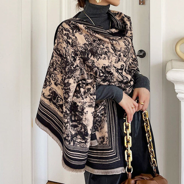 Luxury Brand Cashmere Scarf Pashmina Shawl Women Design Print Wrap Winter Warm Scarves Thick Blanket 2021 Double-sided Echarpe