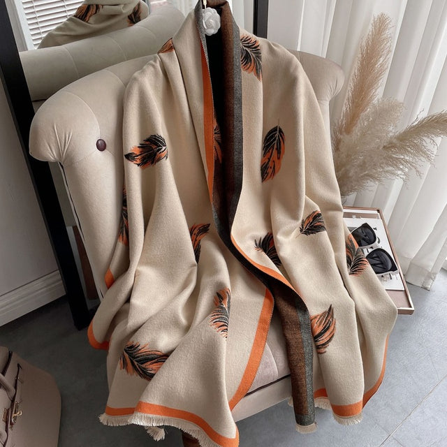 Luxury Brand Cashmere Scarf Pashmina Shawl Women Design Print Wrap Winter Warm Scarves Thick Blanket 2021 Double-sided Echarpe