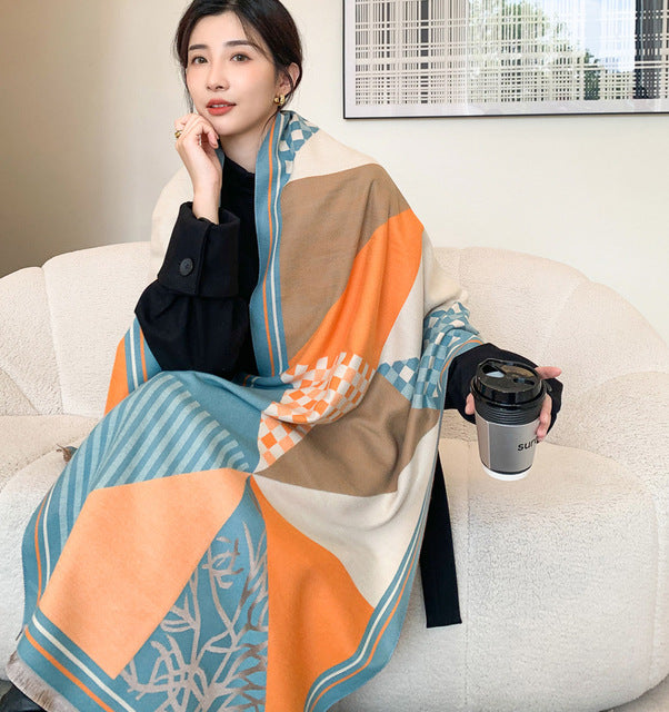 Women's Thick Blanket Shawl Scarf Luxury Print Cashmere Pashmina