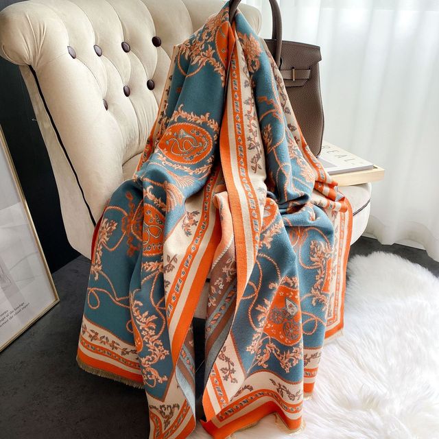 Luxury Brand Cashmere Scarf Pashmina Shawl Women Design Print Wrap Winter Warm Scarves Thick Blanket 2021 Double-sided Echarpe