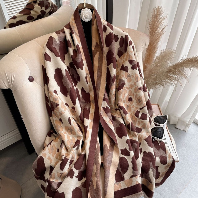 Luxury Brand Cashmere Scarf Pashmina Shawl Women Design Print Wrap Winter Warm Scarves Thick Blanket 2021 Double-sided Echarpe