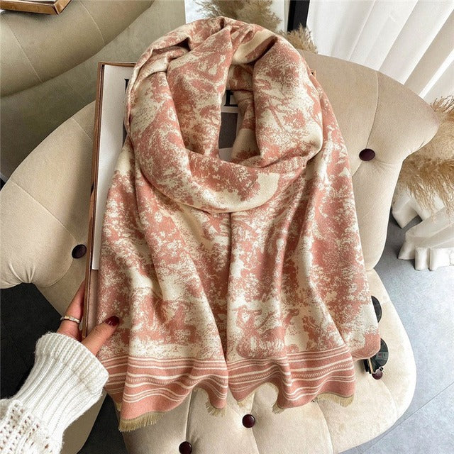 Luxury Brand Cashmere Scarf Pashmina Shawl Women Design Print Wrap Winter Warm Scarves Thick Blanket 2021 Double-sided Echarpe