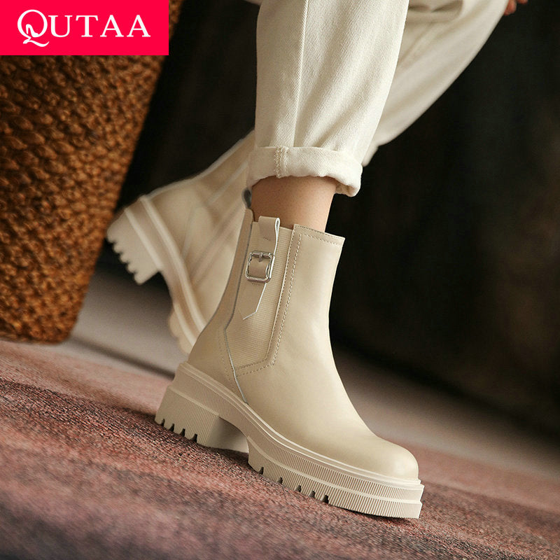 Ankle Boots Autumn Winter Cow Leather Shoe