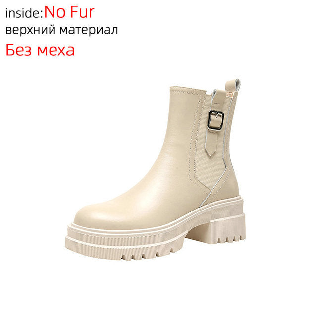 Ankle Boots Autumn Winter Cow Leather Shoe