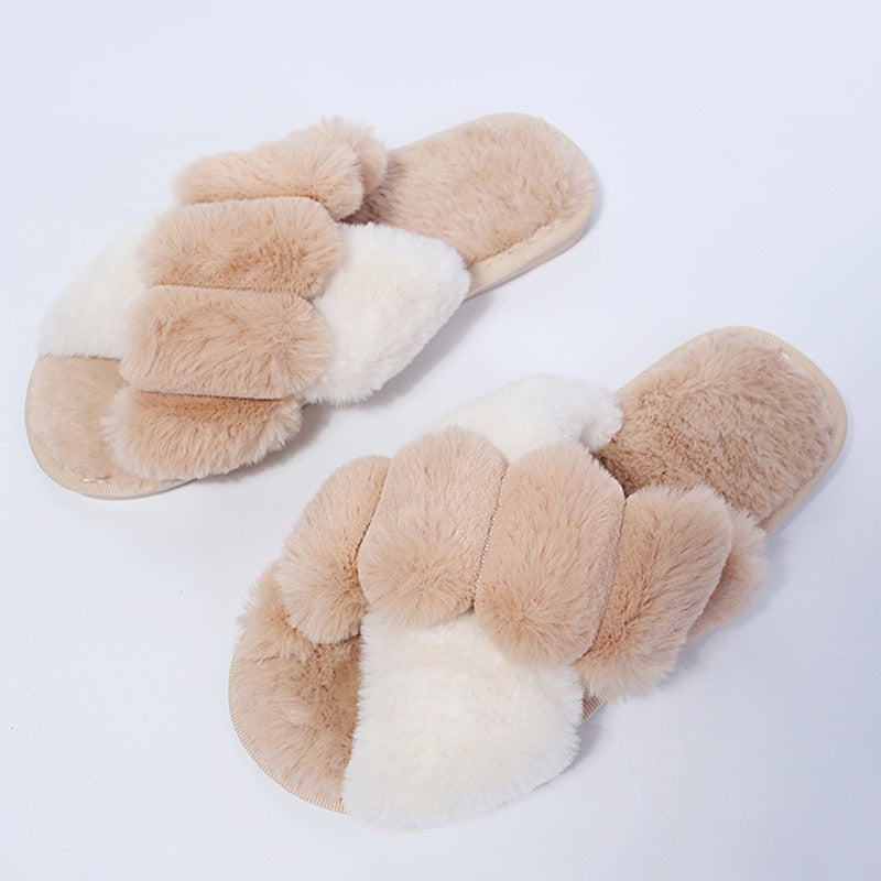 Winter Faux Fur House Flats Slippers