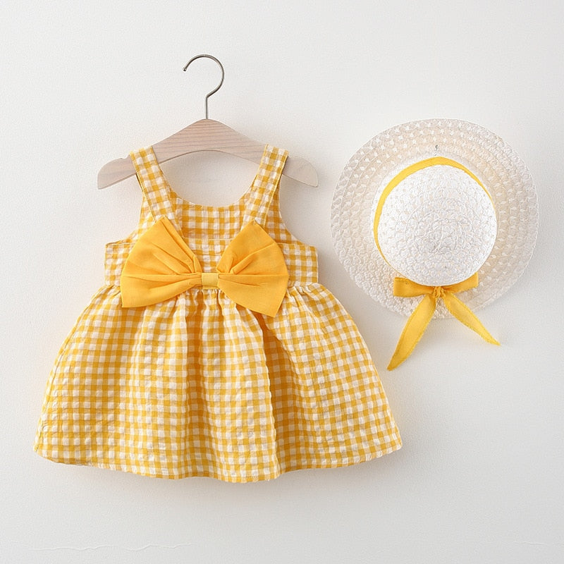 Summer Newborn Baby Dress+Sunhat Princess Dresses