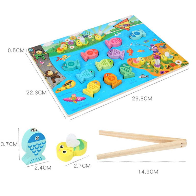 Montessori Educational Wooden Toys for Kids Montessori Toys Board Math Fishing Game Montessori Toys Educational for 1 2 3 Years