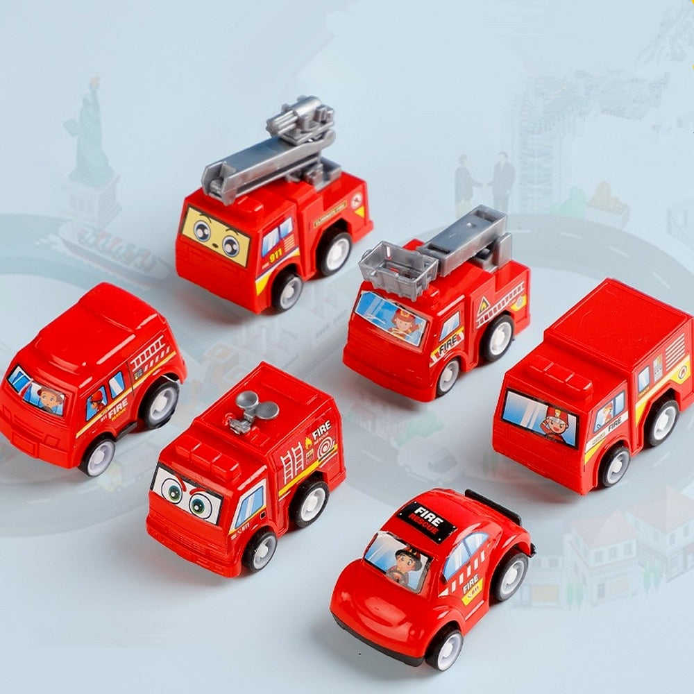 Mini Car Model Toy Pull Back Car Toys Engineering Vehicle Fire Truck Kids Inertia Cars Boy Toys