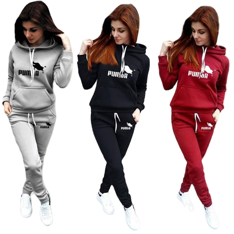 New Autumn and Winter Tracksuit for Women Ladies Casual Sweatshirt + Long  Pants 2 Piece Hoodies Set Women Sportsuits