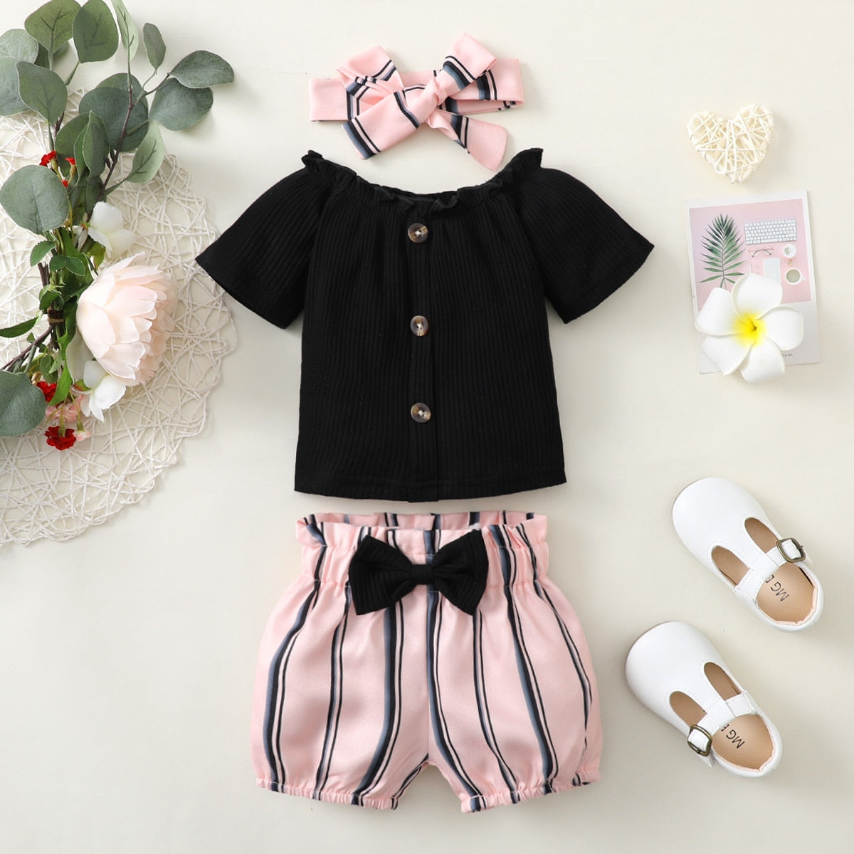 3Pcs Ruffle Romper Tops for Newborn Baby Girl Clothes