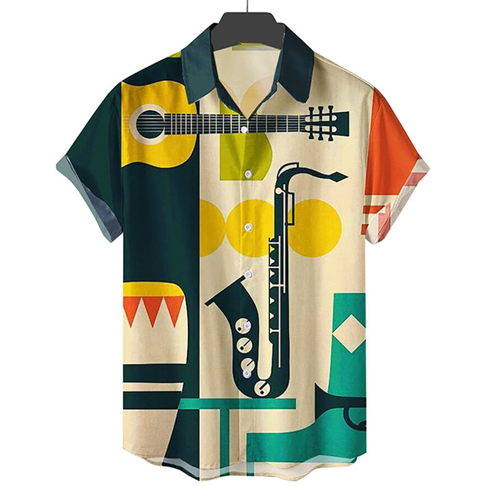 2022 Men Casual  Hawaiian Button Shirts