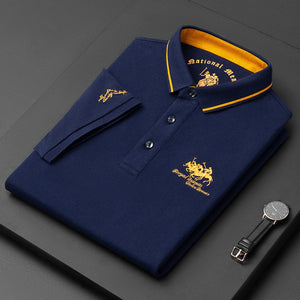 Men Brand embroidered short sleeve cotton polo shirt
