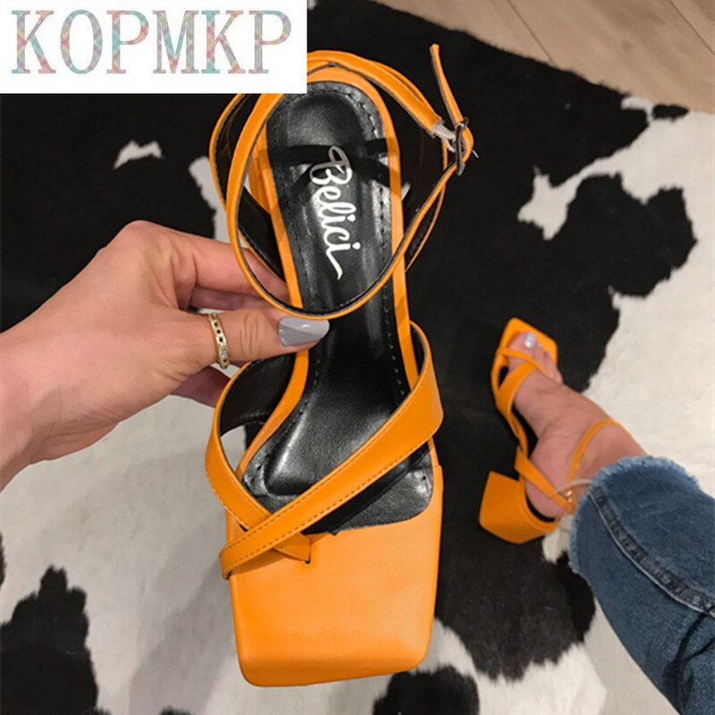 Square Toe Summer Lady Heels Shoes