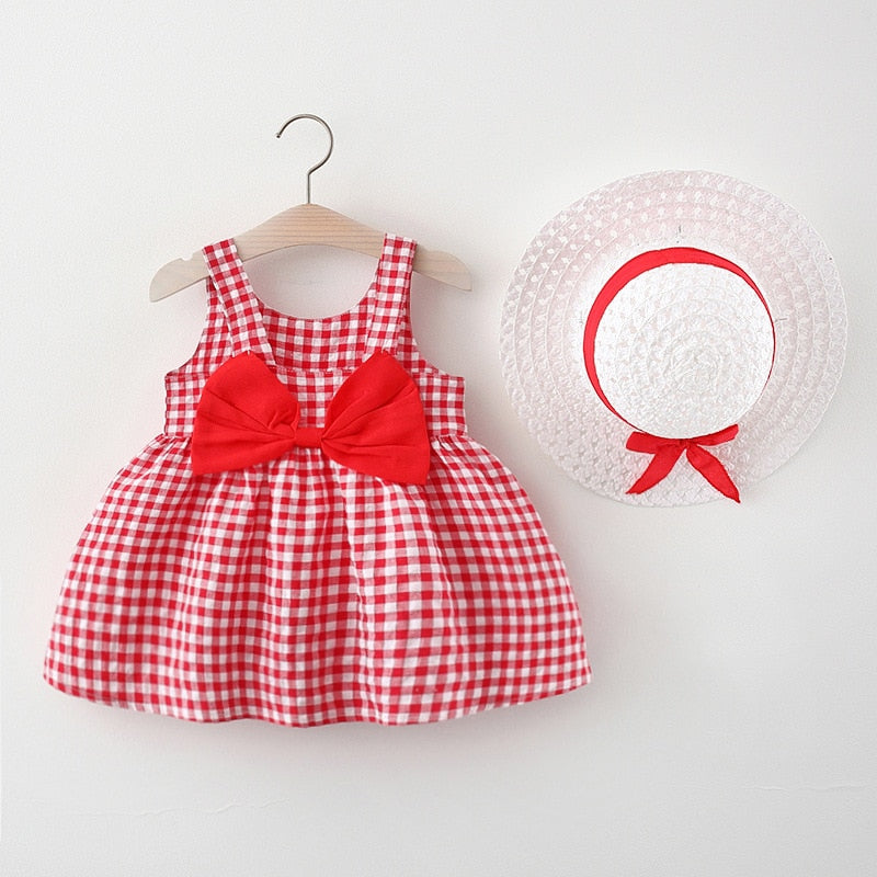Summer Newborn Baby Dress+Sunhat Princess Dresses