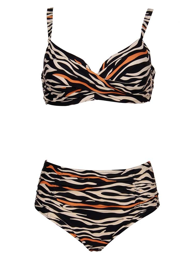 Zebra Print High Waist Swimwear