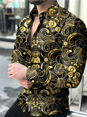 Fashion Luxury Men Single Breasted Long Sleeve Shirt