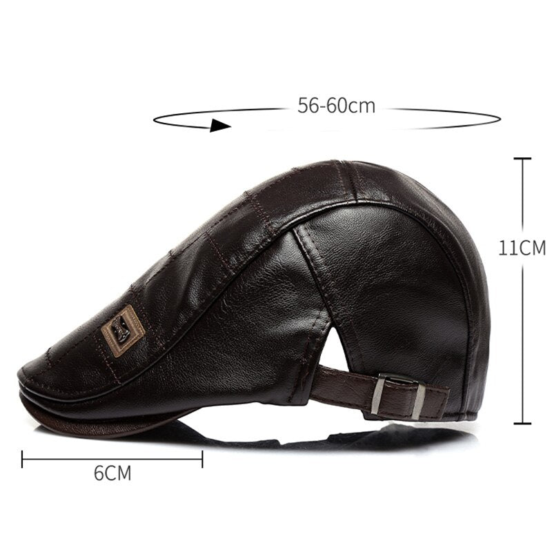 Men PU Leather Newsboy Hats Cap Berets