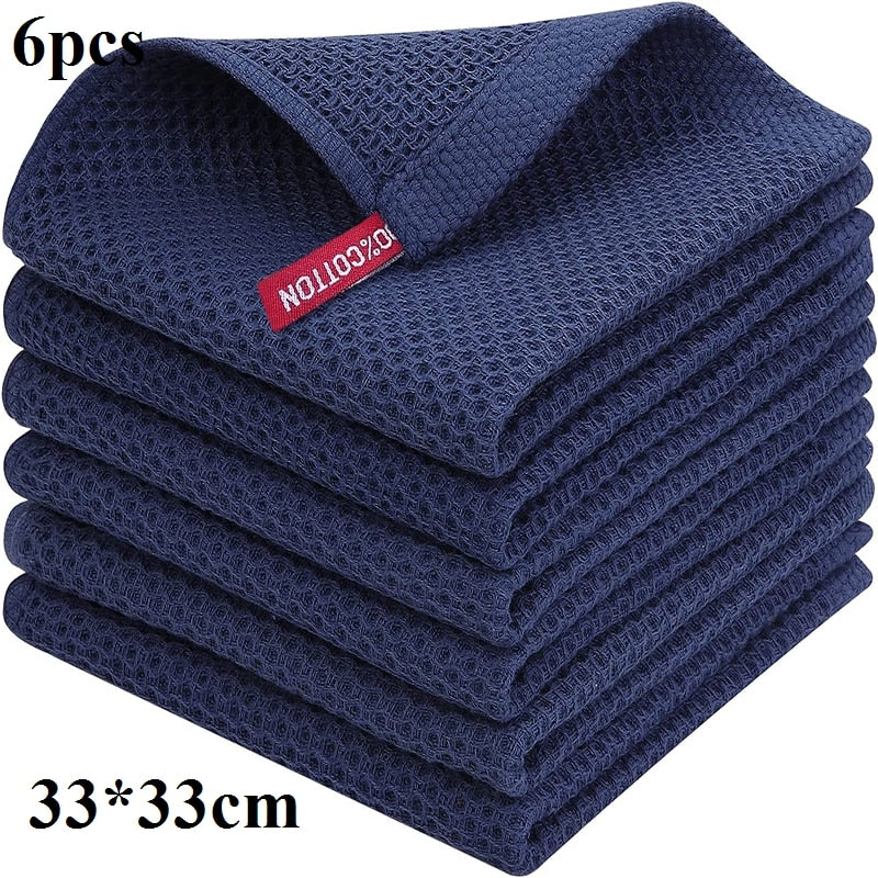 Homaxy 4/6Pcs Cotton Dishcloth Ultra Soft Absorbent Kitchen Towel Household Cleaning Cloth Kitchen Tools Gadgets Wash Cloth