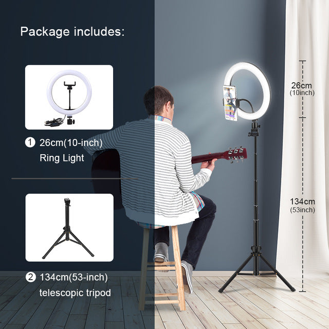 Selfie Ring Light With Mobile Holder Support Tripod Stand