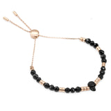 Black Spinel beads & Jet Swarovski crystals with skull Bracelet