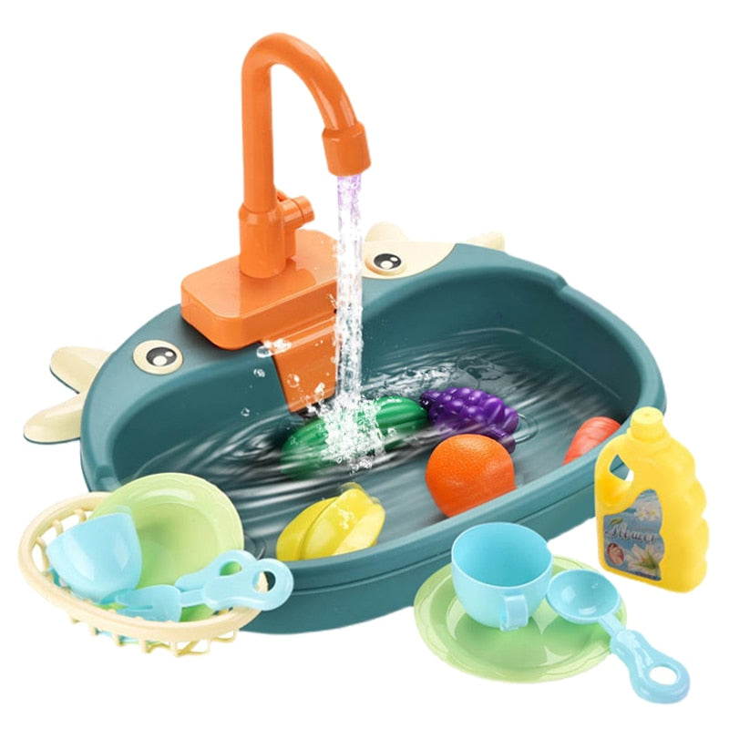 Kids Kitchen Toys Simulation Electric Dishwasher Pretend Play Mini Kitchen Food Educational Summer Toys Role Playing Girls Toys
