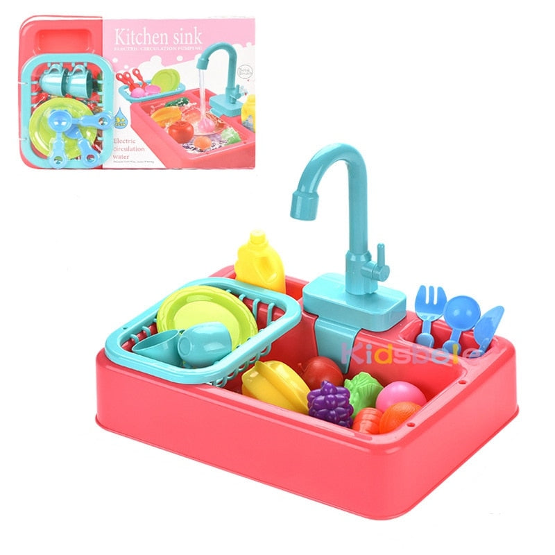 Kids Kitchen Toys Simulation Electric Dishwasher Pretend Play Mini Kitchen Food Educational Summer Toys Role Playing Girls Toys