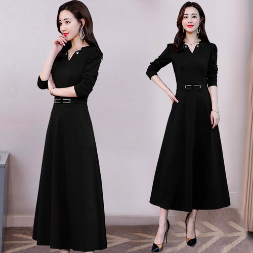 Casual Autumn Long Sleeve Female Dress With Belt