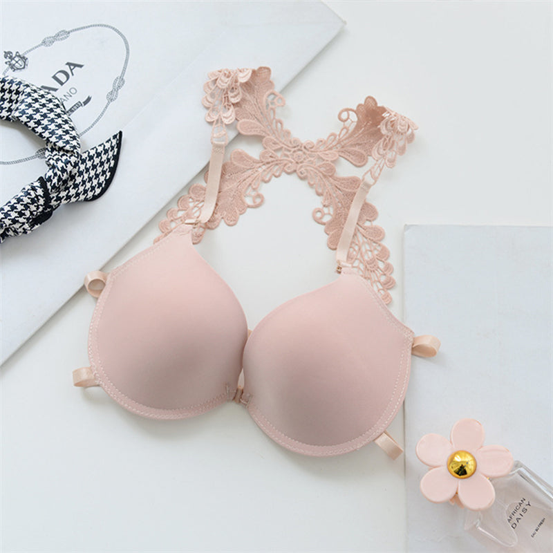 Sexy styling lace lace B cup bra back front buckle bra with steel ring –  Chilazexpress Ltd