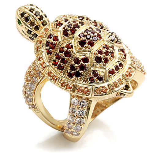 LO1498 - Imitation Gold Brass Ring with Synthetic Synthetic Glass in