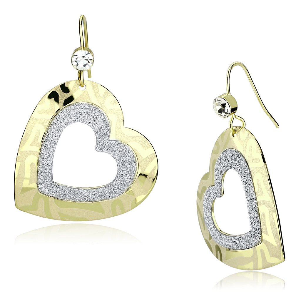 LO2733 - Gold Iron Earrings with Top Grade Crystal  in Clear