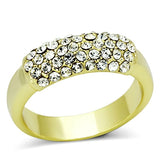 LO3067 - Gold Brass Ring with Top Grade Crystal  in Clear