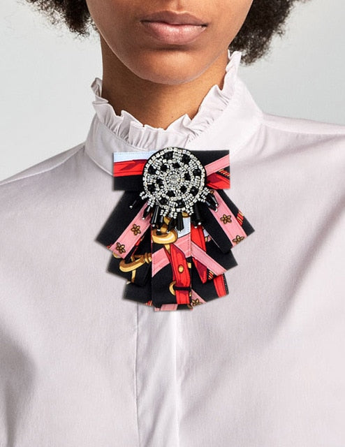Fabric Bow Brooches For Women Shirt