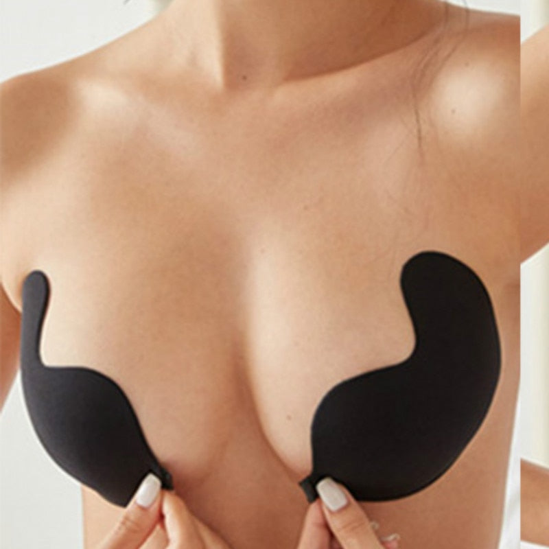 Women's Invisible Bra Seamless Push Up Silicone Self-Adhesive Front Closure